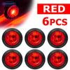 6Pcs 3/4" Round LED Side Marker Lights 12V 24V Red Clearance Indicator Lamp for Grille Truck Trailer UTV ATV RV Camper Caravan