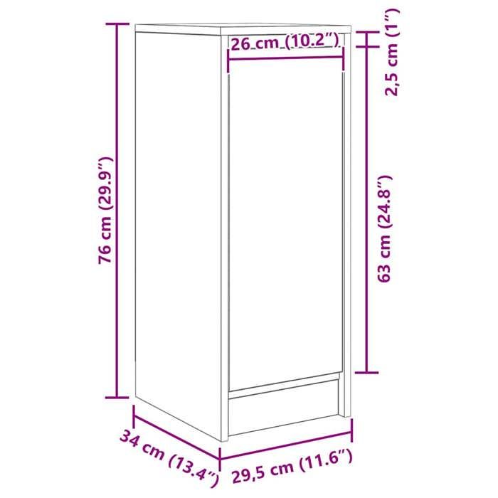 VidaXL Buffet chêne noir 29,5x34x76 cm bois d'ingénierie, meuble de rangement, meuble de rangement de cuisine, meuble de 861608