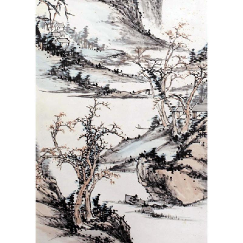 Chinese Landscape Art Poster with Free Shipping - Decorative Kraft Paper Framed Wall Painting