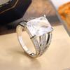 925 Silver Plated Hyperbole Cubic Zirconia Rings for Women Luxury Wedding Bands Accessories Anniversary Party Jewelry