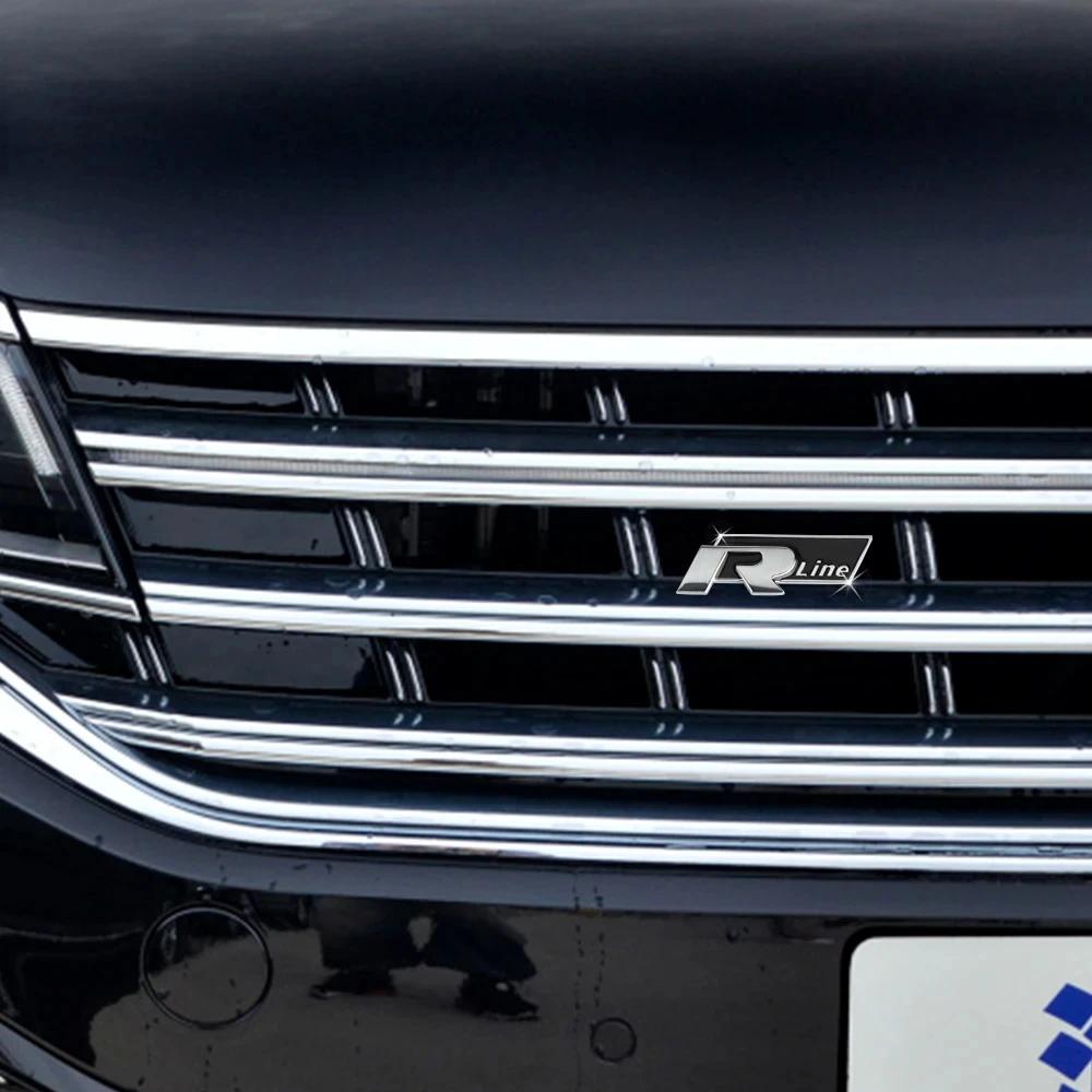 3D Metal R Line Logo, Car Front Grill Badge Rear Trunk Emblem Sticker for G-ol-f 4 5 6 7 P-ol-o P-assa-t T-igua-n T-oura-n C-C T-ouare-g