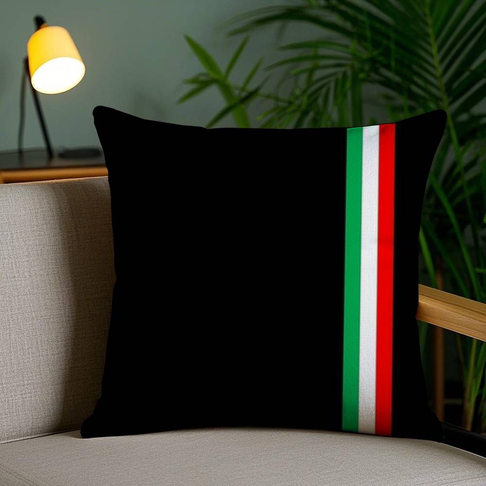 I-Iitalian Flag Pillow Case Office Sofa Dorm Chair Back Short Plush Double-sided Printing Home  Cushion Cover