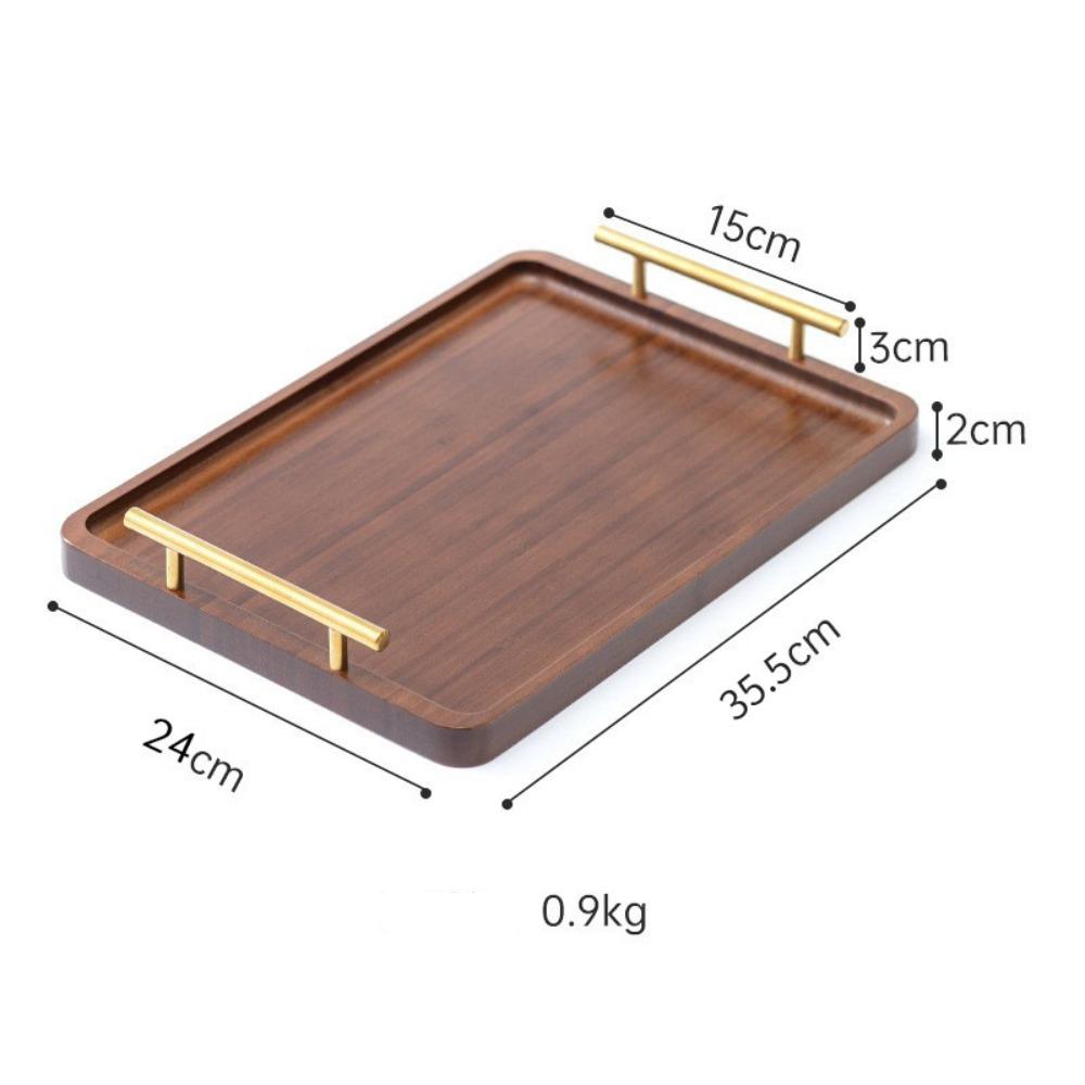 Simple Rectangular Bamboo Tea Tray with Handle New Chinese Style Serving Tray Dried Fruit Snack Plate Hotel