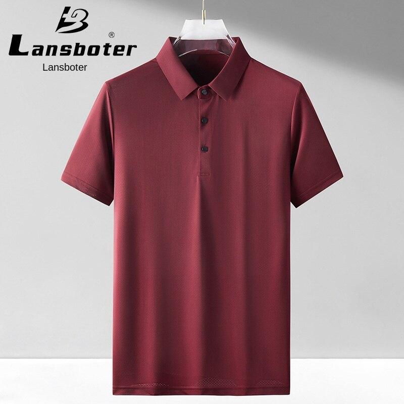 

Lansboter Мужская быстросохнущая футболка с короткими рукавами Летняя молодежная рубашка с короткими рукавами Мужская дышащая неглажка Мерсеризованная рубашка поло