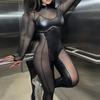 Women's Sexy Lingerie Party Splicing Mesh See-through Long Sleeve Sexy Bodysuit