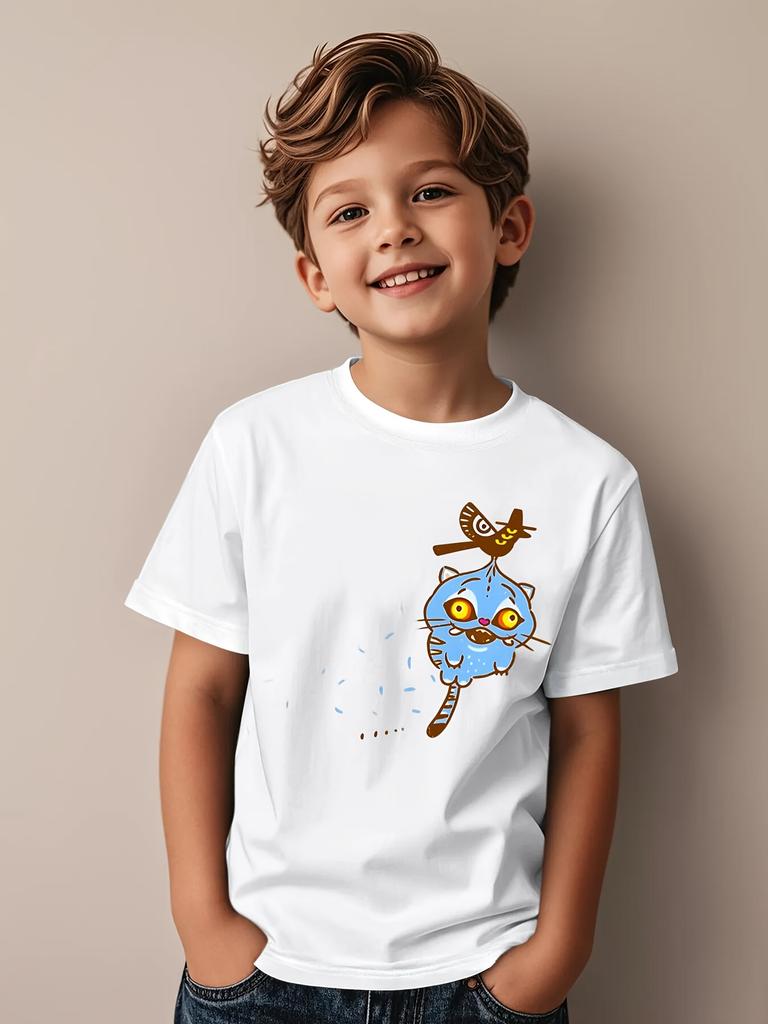 Cartoon Tiger Bird K-kPop Demon Hunters Print T-Shirt Anime Short Sleeve Tee Summer Girl Boy Shirt Casual Tops Crewneck Clothing