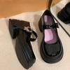 Heightening Summer Black Round Head Jk Japanese Platform French High-heeled Small Leather Shoes Women's Spring and Autumn Retro Mary Jane Single Shoes