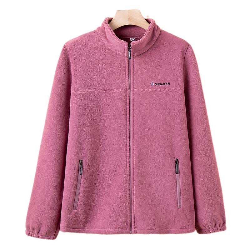 Mom's New Granular Fleece Jacket, Spring and Autumn Fleece Thickened Warm Cardigan, Medium and Old Women's Top