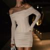 One-word shoulder waist slim-fitting sexy hip-wrapped long-sleeved short skirt, new Spice Girl dress in Europe and America