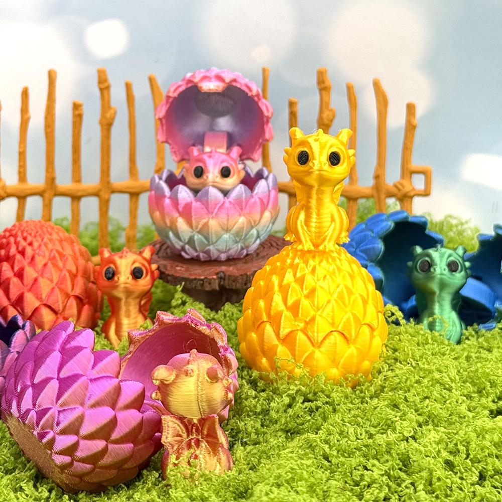 1/2Pcs Cute 3D Printed Dragon Eggs with Mini Dragon Surprise Toys for Kids Birthdays Party Favors Gifts Christmas Goodies Filler