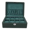 8-Fächer Uhrenbox Vitrine Organizer Schmuckaufbewahrungsbox für Männer Frauen Mikrofaserleder Grün