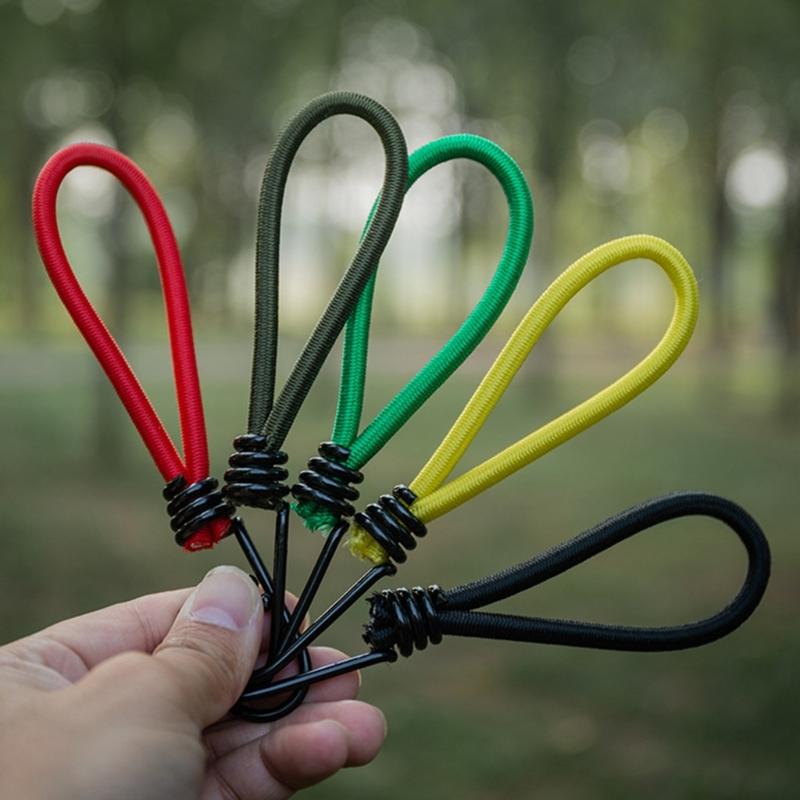 10Pcs Tent Fixings Cord String Carabiner Hook Outdoor Campings Tent Elastics Rope Hook Thickened Elastic Bands Tying Rope
