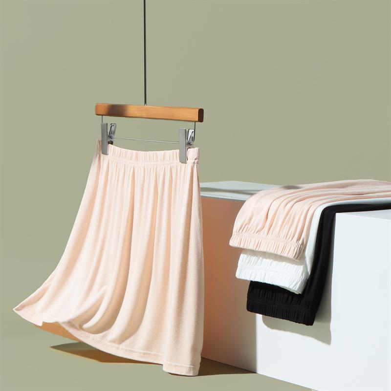 White Modal Anti-Exposure Mid-Length Petticoat Skirt