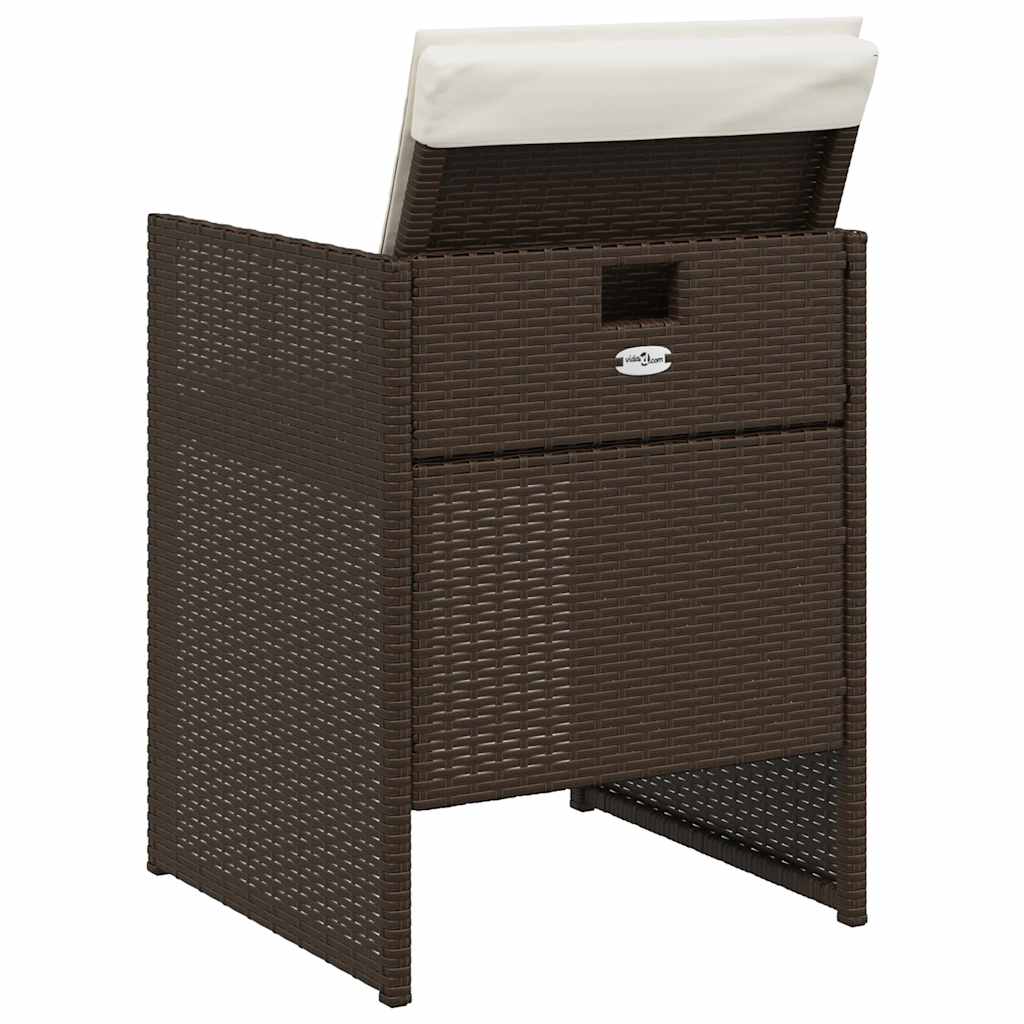 5 Piece Outdoor Dining Set with Cushions Brown Poly Rattan
