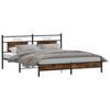Bed Frame Without Mattress Smoked Oak Finish 183 X 213 Cm Engineered Wood