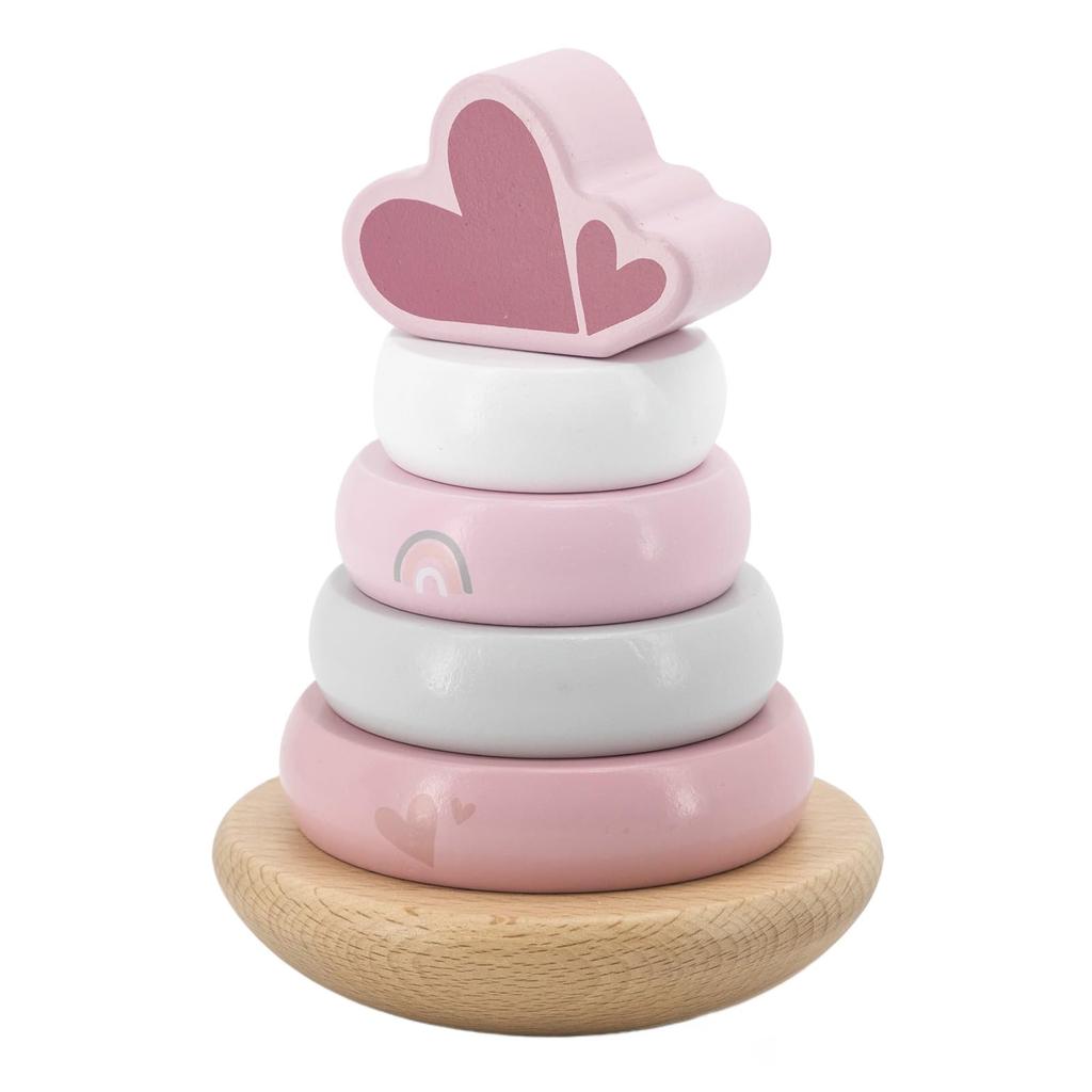 Edute Educational Toy: LabelLabel Stacking Rings - Wooden Toy for 1-Year-Olds (0-1 Year Old) - First Toy, Birthday Gift, Baby Shower Gift, Boys,