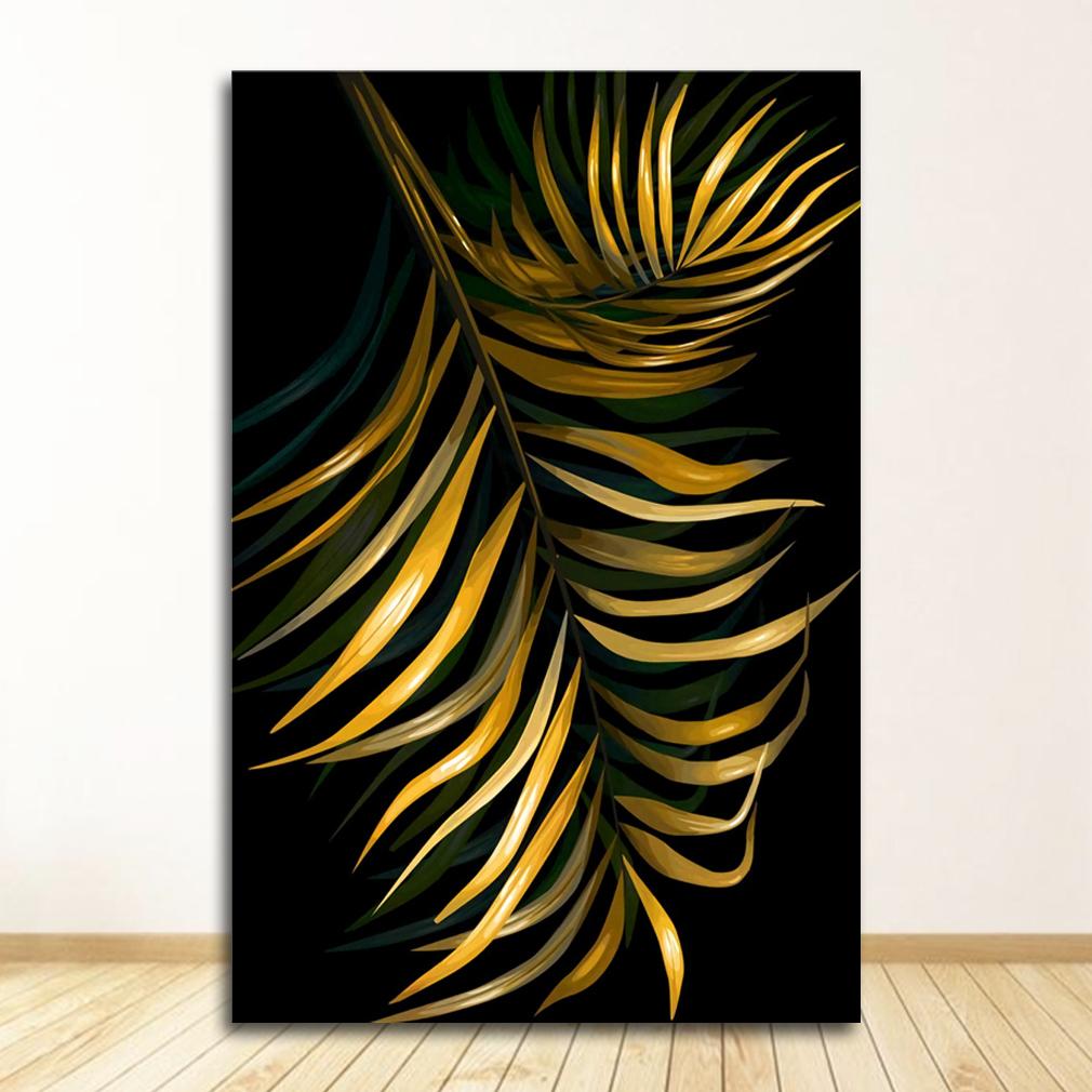 Nordic Canvas Painting Wall Art Tropical Leaves Posters and Prints for Living Room Decor Gold Plant Picture Home Decor Wholesale