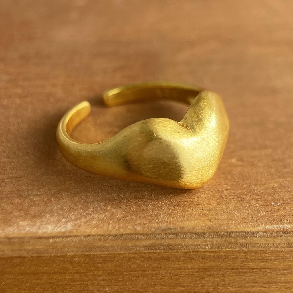 BF CLUB 925 Sterling Rings for Women Simple Geometric Handmade Irregular Retro Gold Narrow Ring Allergy For Birthday Gift