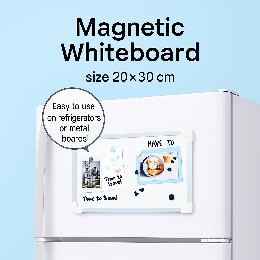 All-in-One Desk Organizer: 20x30cm Magnetic Steel Whiteboard