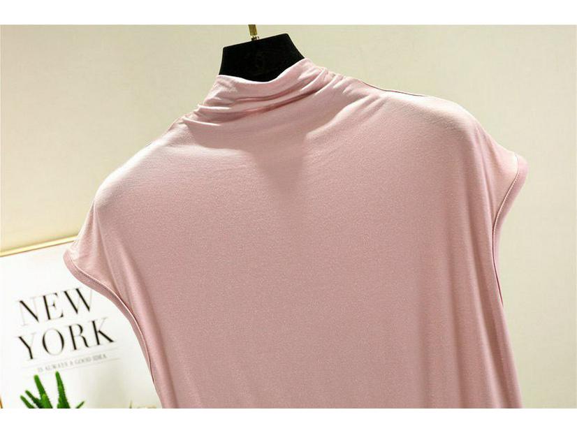Großformat Modal Damen Hochgeschlossenes Ärmelloses Locker Geschnittenes Schlankmachendes Shirt - Frühling/Sommer