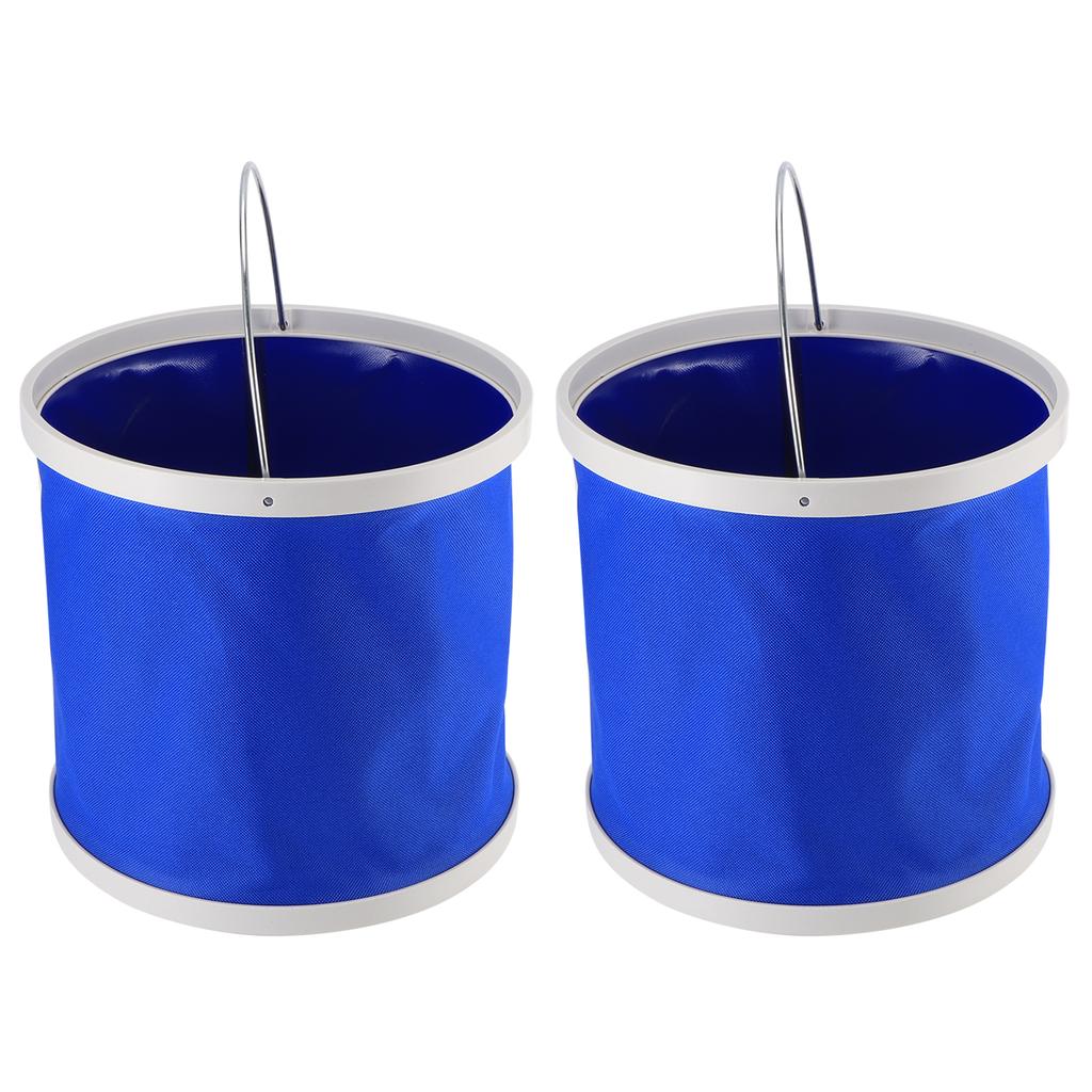 2Pcs Blue 9L Collapsible Bucket Portable Folding Bucket Water Container for Camping Hiking