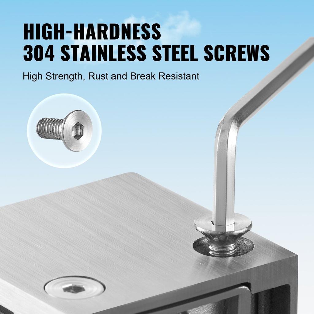 Glass Clamp 4 PCS Square Railing Bracket for 0.31 "-0.47 " Glass Silver