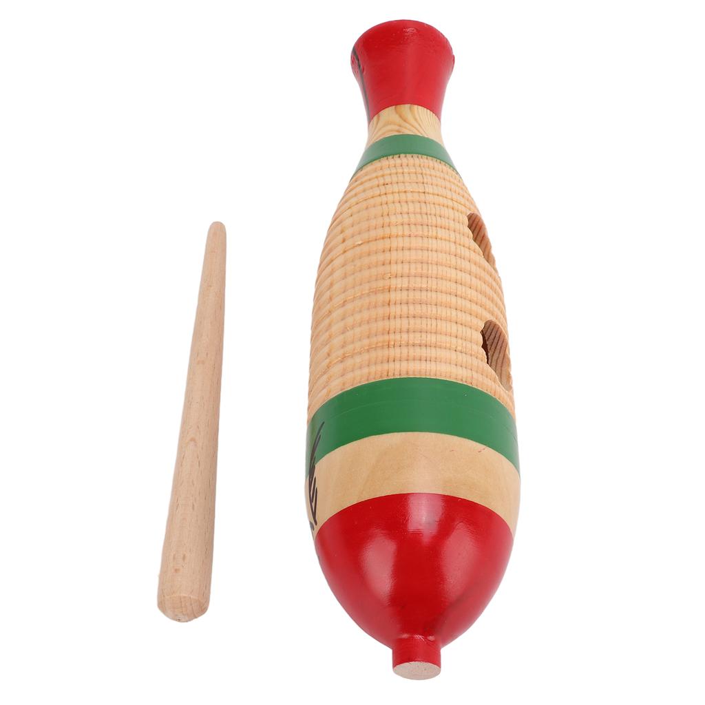 Wood Guiro Colorful Fish Shaped Straight Cylinder Guiro Percussion Instrument Toy for Children