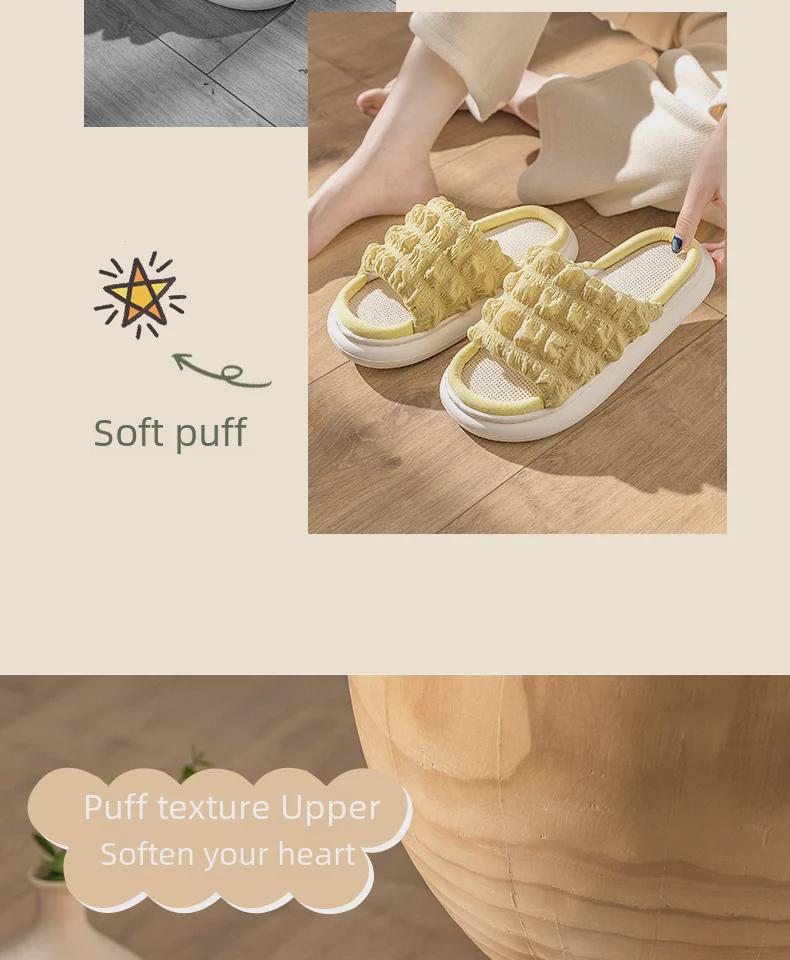 Xiaohongshu's Women's Indoor Linen Slippers: Soft, Silent, EVA Thick-Soled, Perfect for Spring and Autumn.