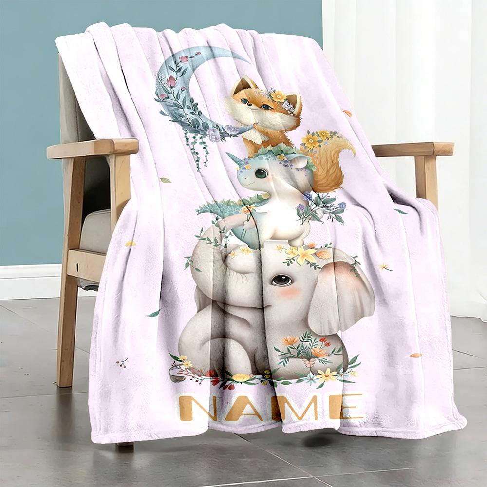 Three Animals Customize Your Name Blanket Gift Customizable Blanket Ultra-Soft for Office Chair Living Room Chair Bed All-Season Use