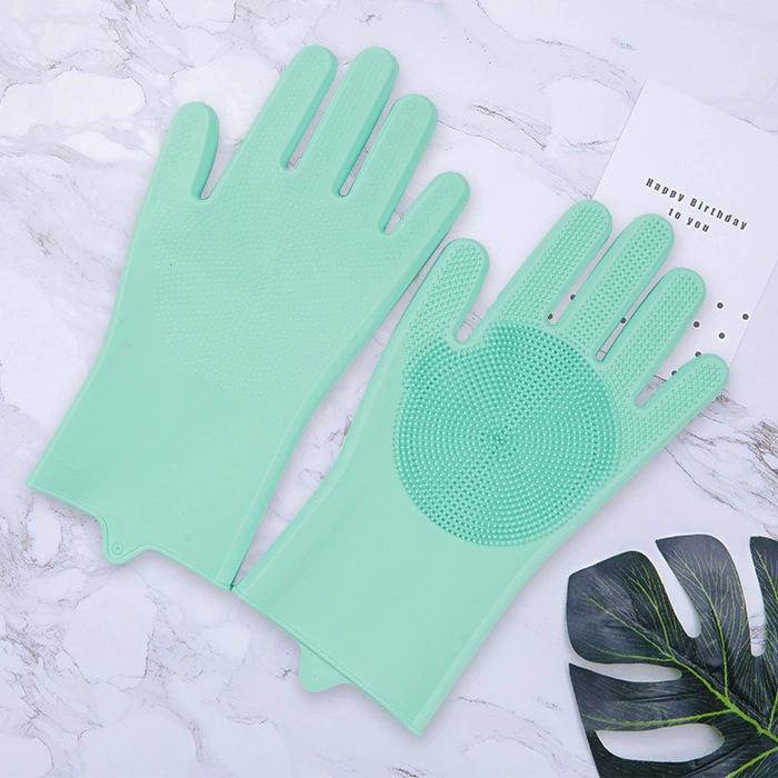 

Перчатки для мытья посуды кухонные Силиконовые перчатки для уборки дома 1 pair зелёный