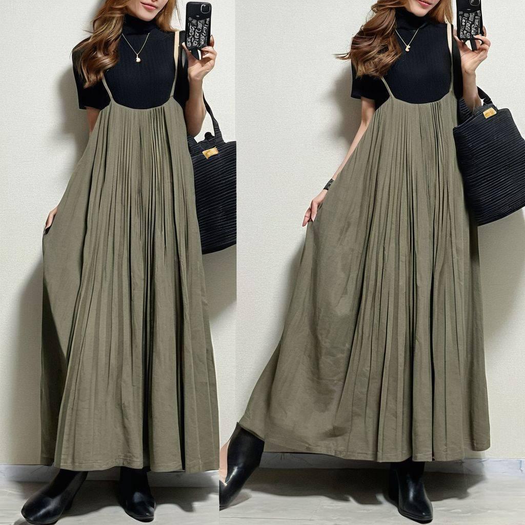 

In-Stock 2024 Japanese Summer Pleated Slip Dress Medium