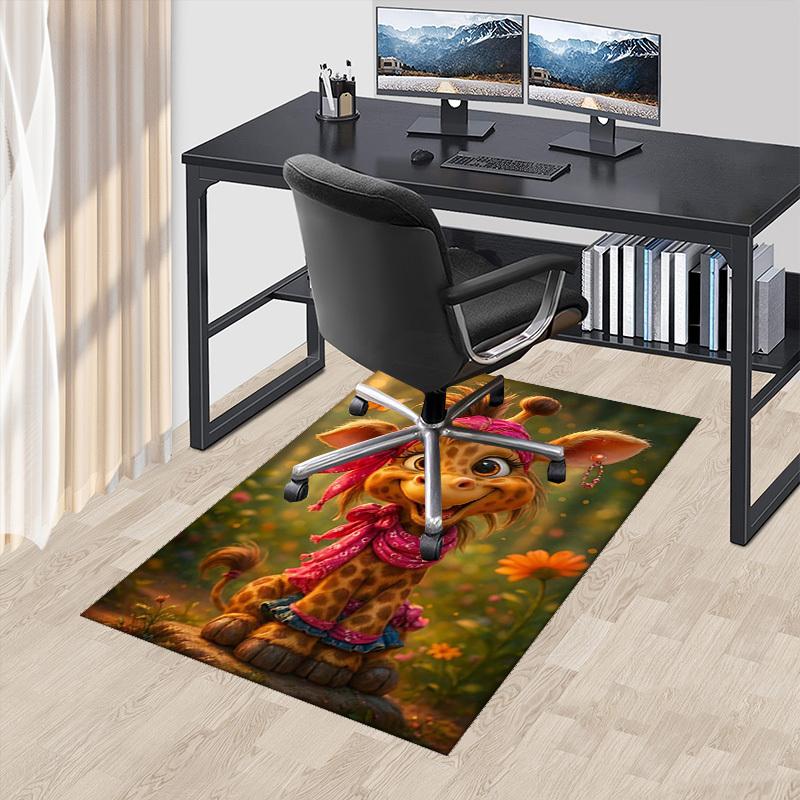 

1pc Anime Giraffe Chair Mat - Pink Bandana Design Office Rug for Home Decor, Seasonal Gift, Anti-Slip Carpet Suitable for Office and Living Room.C018 60cm by 90cm