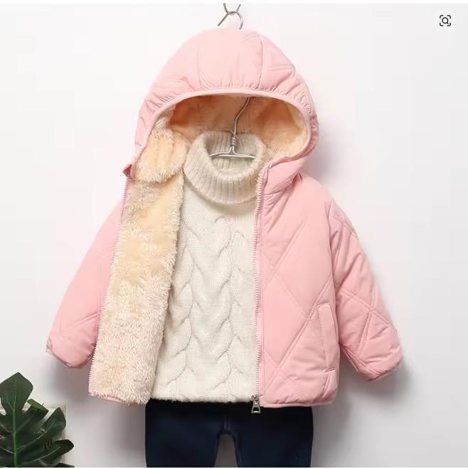 Baby Kids Coats Winter Thicken Jackets For Boys Warm Plush Outerwear Girls Fur Hooded Jackets Toddler Children Clothes Snowsuit