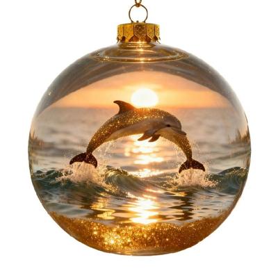 Enfeites de Natal em Acrílico com Padrão de Pássaros da Natureza, Bola Redonda Transparente para Pendurar, Para Exibição Festiva Elegante e Presentear