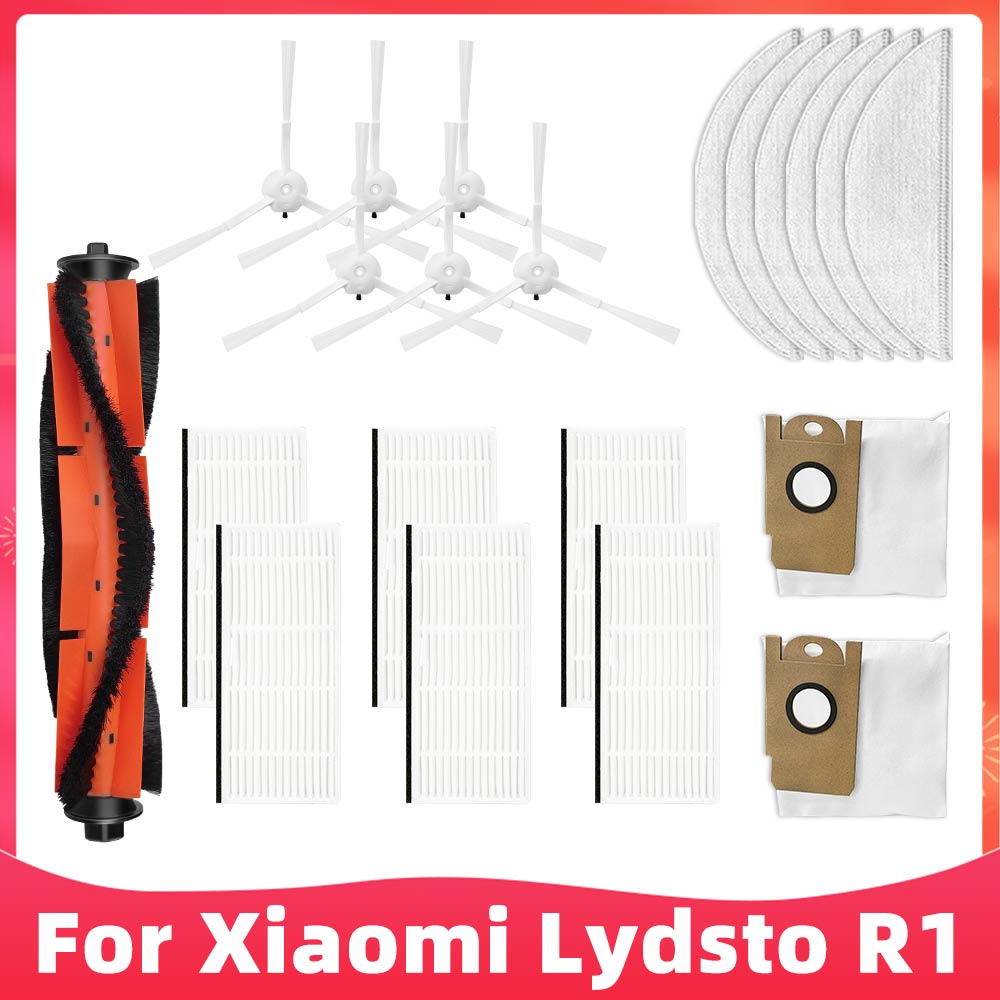 Fit For Xiaomi Lydsto R1 Robot Vacuum Cleaner Spare Parts Main Brush Side Brush Hepa Filter Mop Dust Bag Replacement Accessories