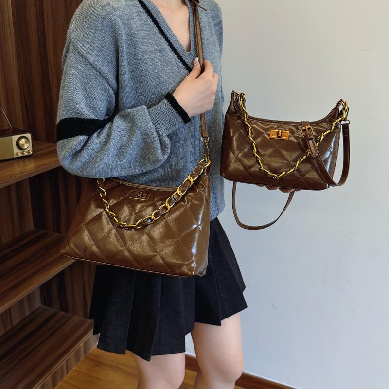 Autumn New Fashion Embroidered Thread Chain Underarm Bag Versatile Single Shoulder Diagonal Span Trendy Women's Bag