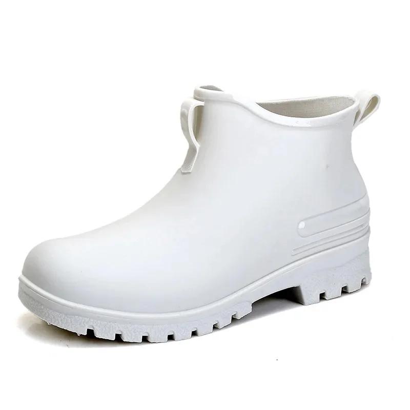 Fashion 2025 Fashionable Unisex Outdoor Waterproof Rain Boots Men's Lightweight Polyurethane Shoe Covers Round Toe Ankle Height Hombres