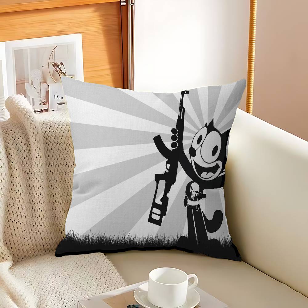 Cartoon F-Felixs the C-Cat Office Cushion Pillowcase Car Cushion Cover45X45CM Lumbar Pillowcase Sofa Pillowcover 12x12Inch