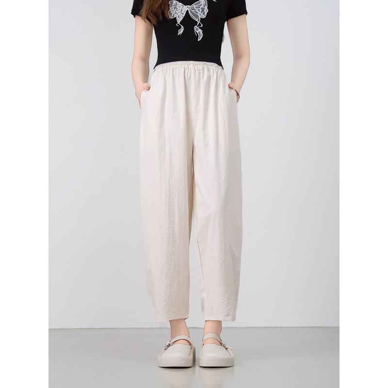 New fashion nine-point Harlan pants summer casual thin high waist thin fashion simple loose cone pants