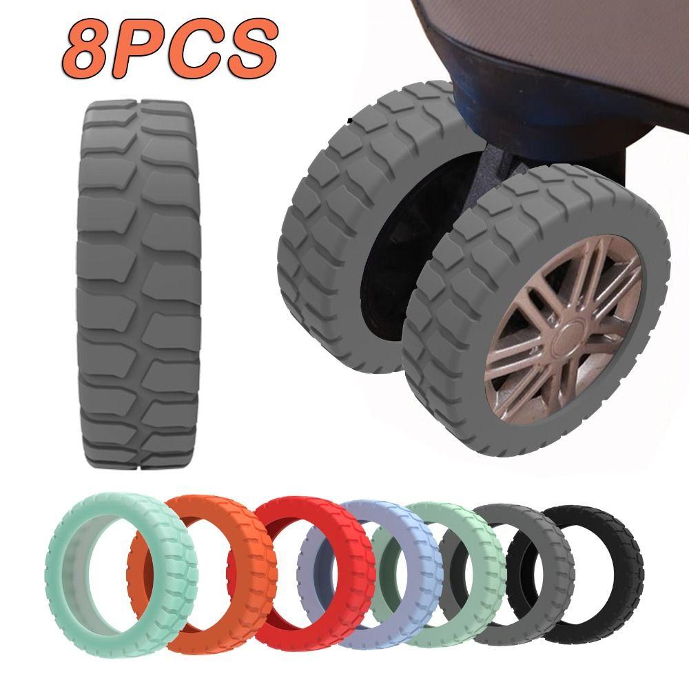 8PCS/Set Suitcase Parts Axles Travel Luggage Caster Shoes Silicone with Silent Sound Luggage Wheels Protector Reduce Noise