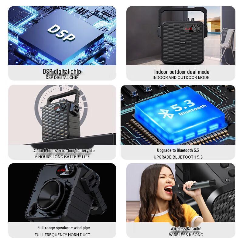 Philips SD60X Portable Outdoor Karaoke Speaker with Wireless Mic