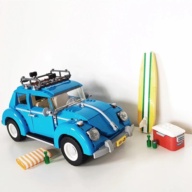 Technical Classic Blue Beetle Car Building Blocks Creative Beetle Vehicle Model Bricks Toys for Kid Birthday Gifts