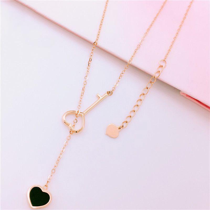 Purple Gold Peach Heart Black Necklace Color Gold Plated Rose Gold High-End Fashion Women'S Necklace