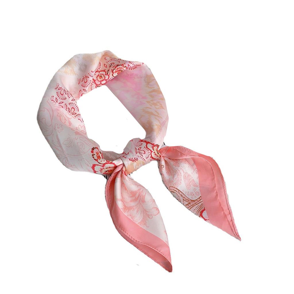 New temperament flower scarf small fresh and sweet color matching decorative silk scarf summer thin imitation silk women's square scarf