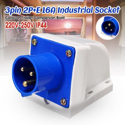16 Amp 220V-250V 3 Way Electric Mains Hook Up Adaptor Connector Caravans IP44