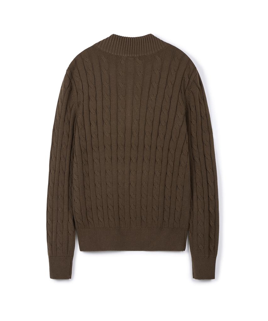 USPOLOASSN Cable Half-Zip Knit_Brown