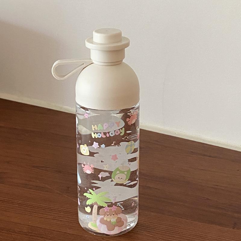 

Summer Cartoon Vacation Puppy Large Capacity Random Cup 600Ml Repair Hook Bobo Cup Plastic Water Cup Juice Cup 600ml