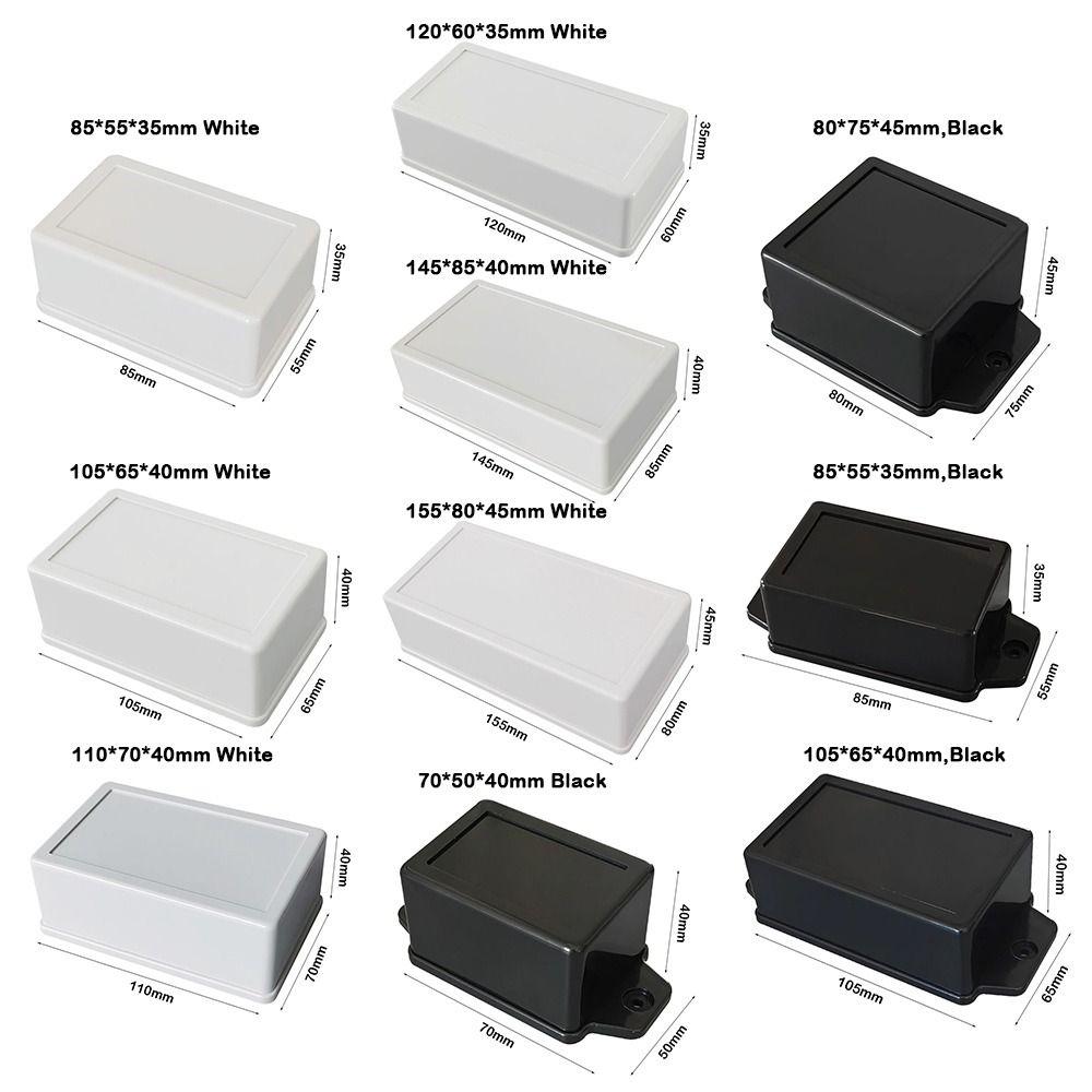 ABS Plastic Storage Case White Black Housing Instrument Case  Electronic Supplies