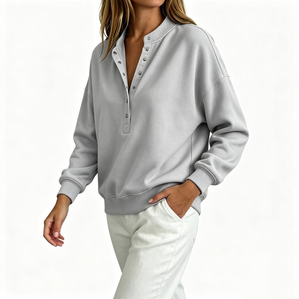 Women's Fashion Color Long Sleeve Loose Fit Sweatshirt for Casual Daily Wear