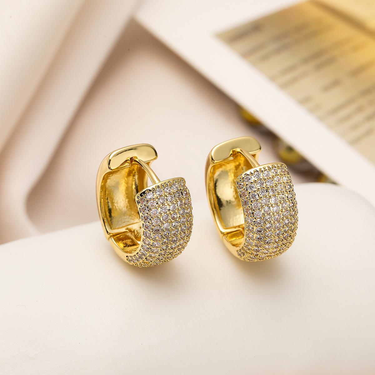 

cmoonry New Arrival Full Cubic Zirconia Inlay Copper Jewelry Gold Color Geometric Hoop Earrings For Elegant Women Bijoux